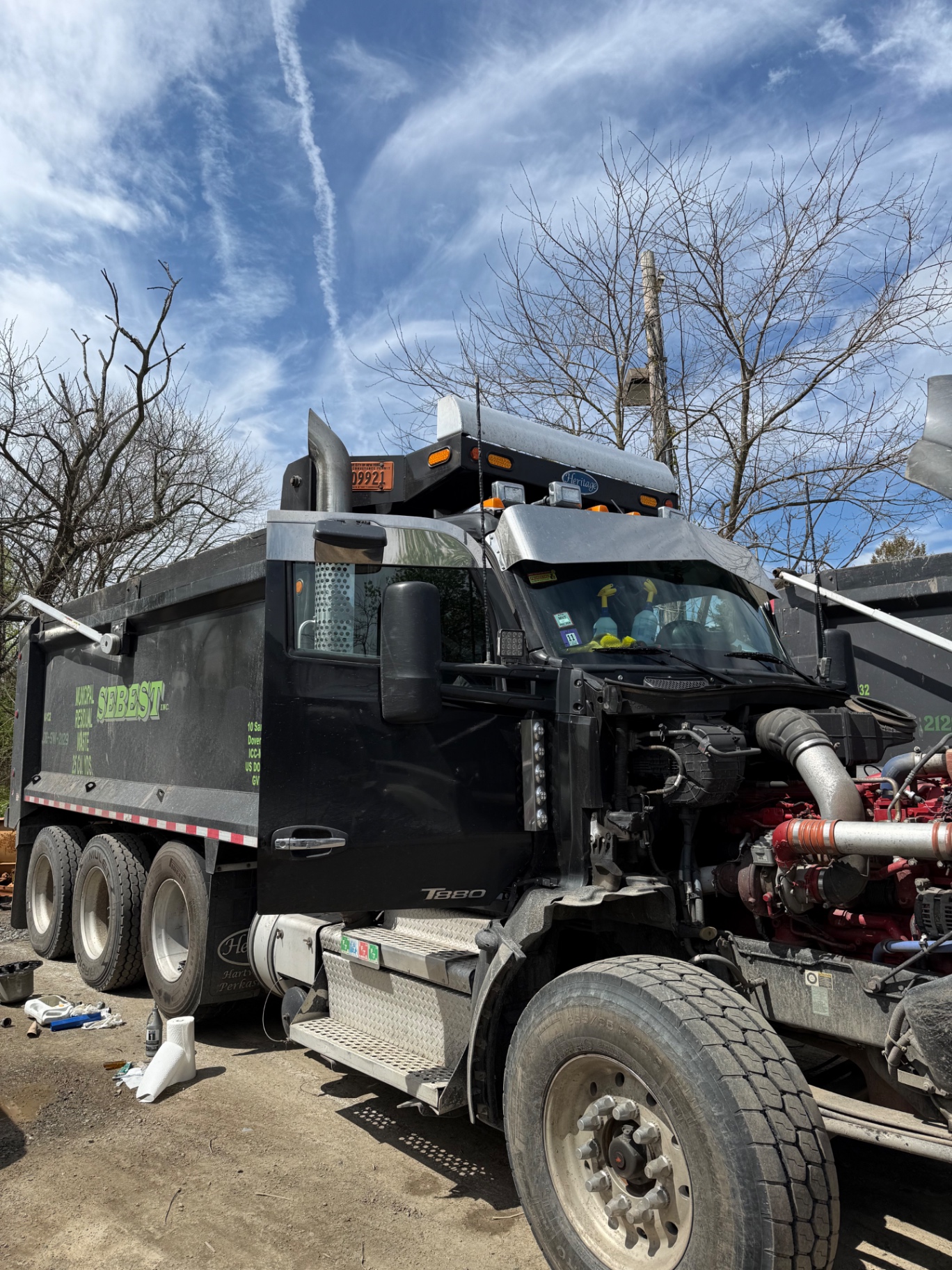Sebest Inc dump truck under maintenance