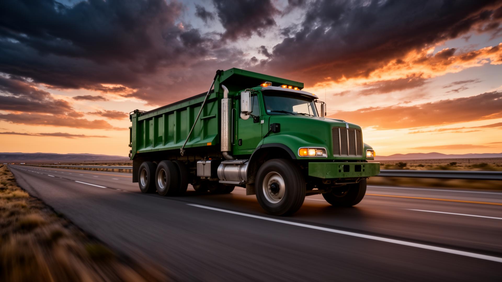 Sebest Inc truck on highway at dusk